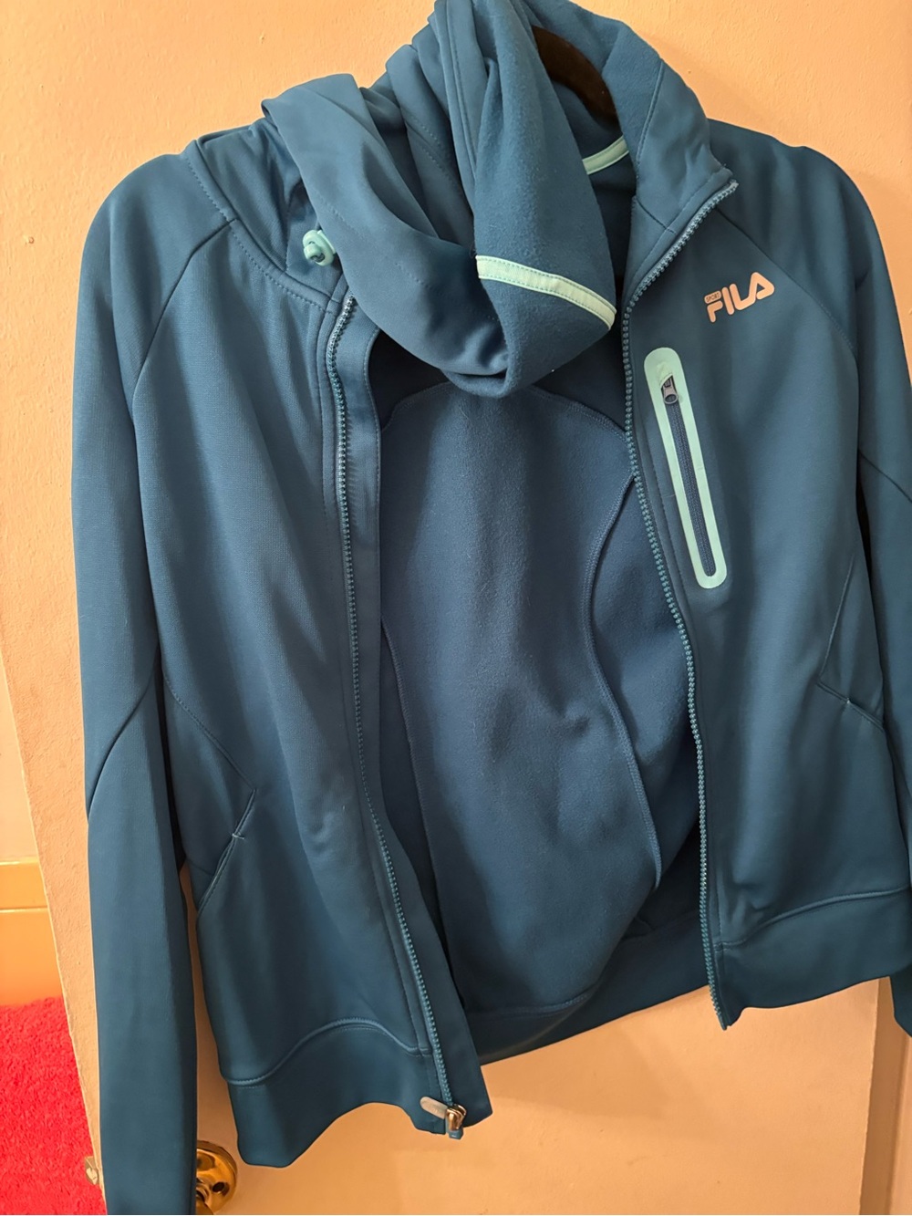 FILA Women's Teal Hooded Utility Jacket with Mint Trim